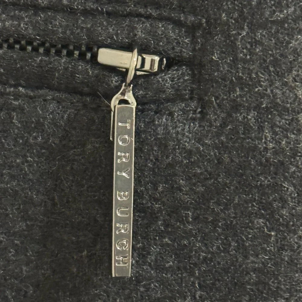 TORY BURCH Gray Wool Shift Dress Work Party Zipper Detail Size S Date‎ Holiday